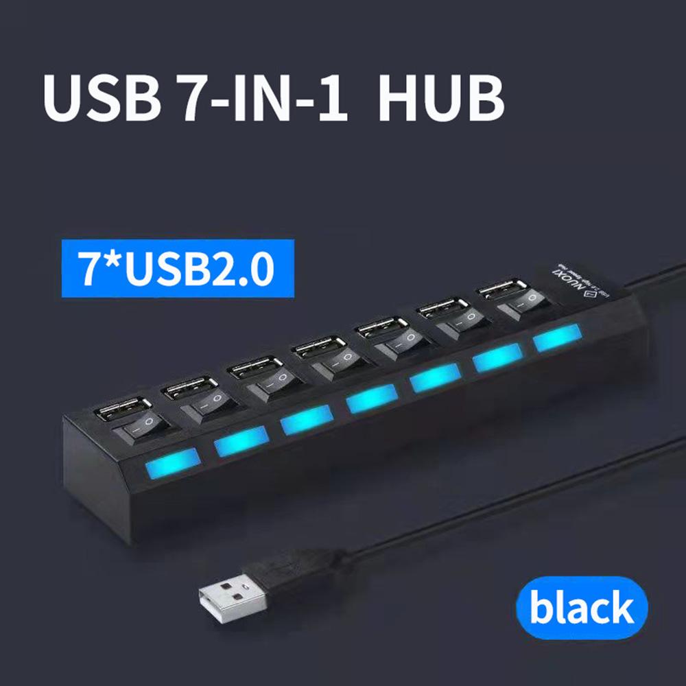USB HUB 2.0 4/7 Port Multiple Expander USB 2.0 Hub with Switch Multi USB Splitter Hub Use Power Adapter Computer Accessorie