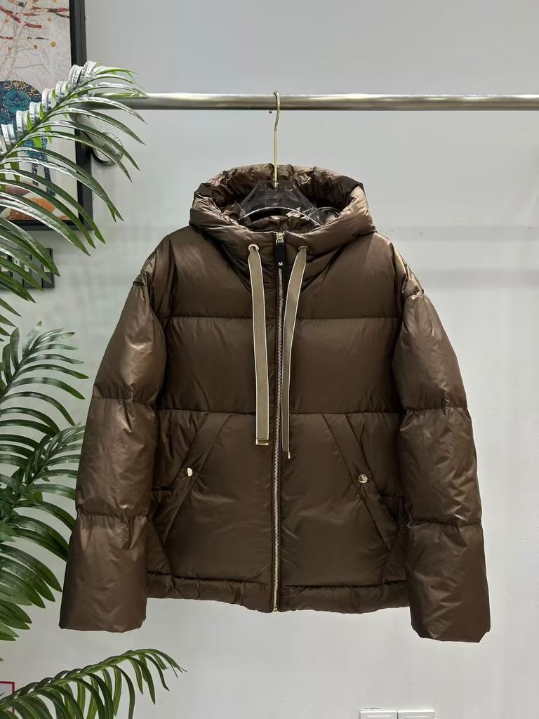 Autumn and winter new fashion hooded down jacket women's big fur collar webbing drawstring white duck down jacket