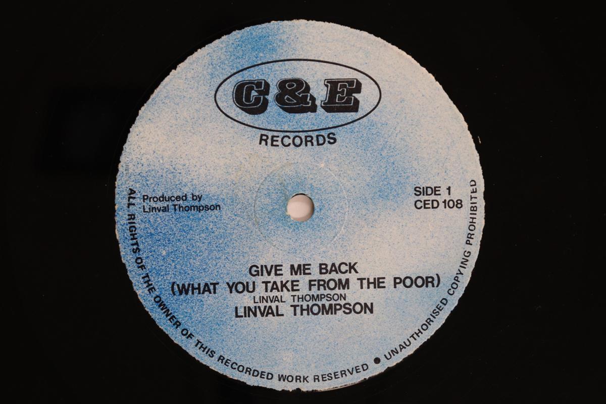 

12inch Record LINVAL THOMPSON Give Me Back What You Take From Th CED108 C E RECORDS UK Reggae Ska Dub Used