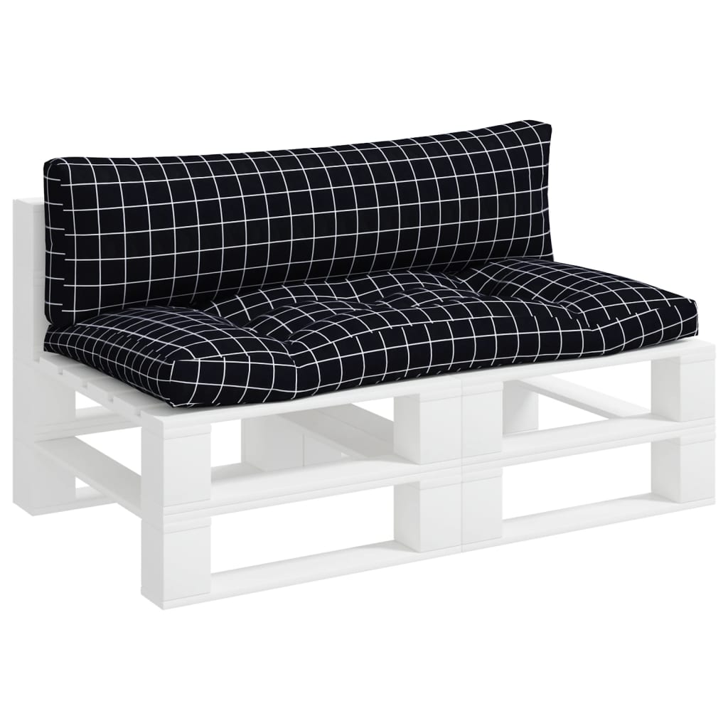 Pallet Cushions 2 Pcs Black Checkered Pattern Oxford Fabric