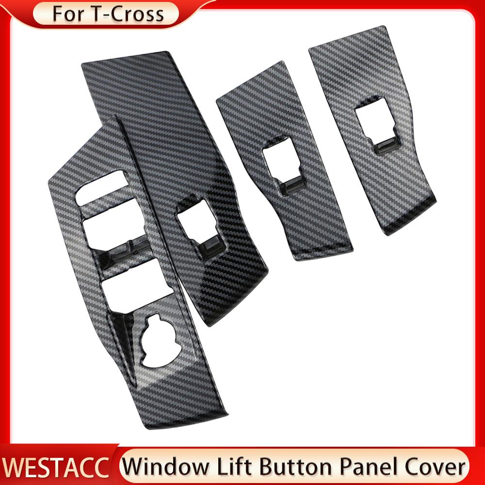 4Pcs Car Door Window Lift Panel Cover Sticker for Volkswagen VW T-Cross Tcross 2018    2022 2023 LHD