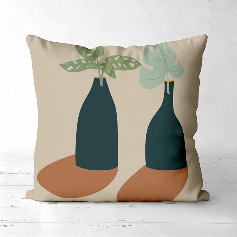 Modern Plant Vase Pattern Decorative Cushion Covers Polyester Pillowcase, Sofa Decorative Cushion Cov Headboard Pillow
