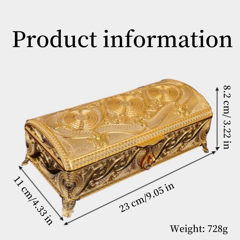 Cutie de depozitare pentru coliere, Organizator de dimensiuni mari, Stil european, Rectangular, Emailată, Aliaj de aur, Borcan pentru depozitarea inelelor, Vitrină pentru comodă