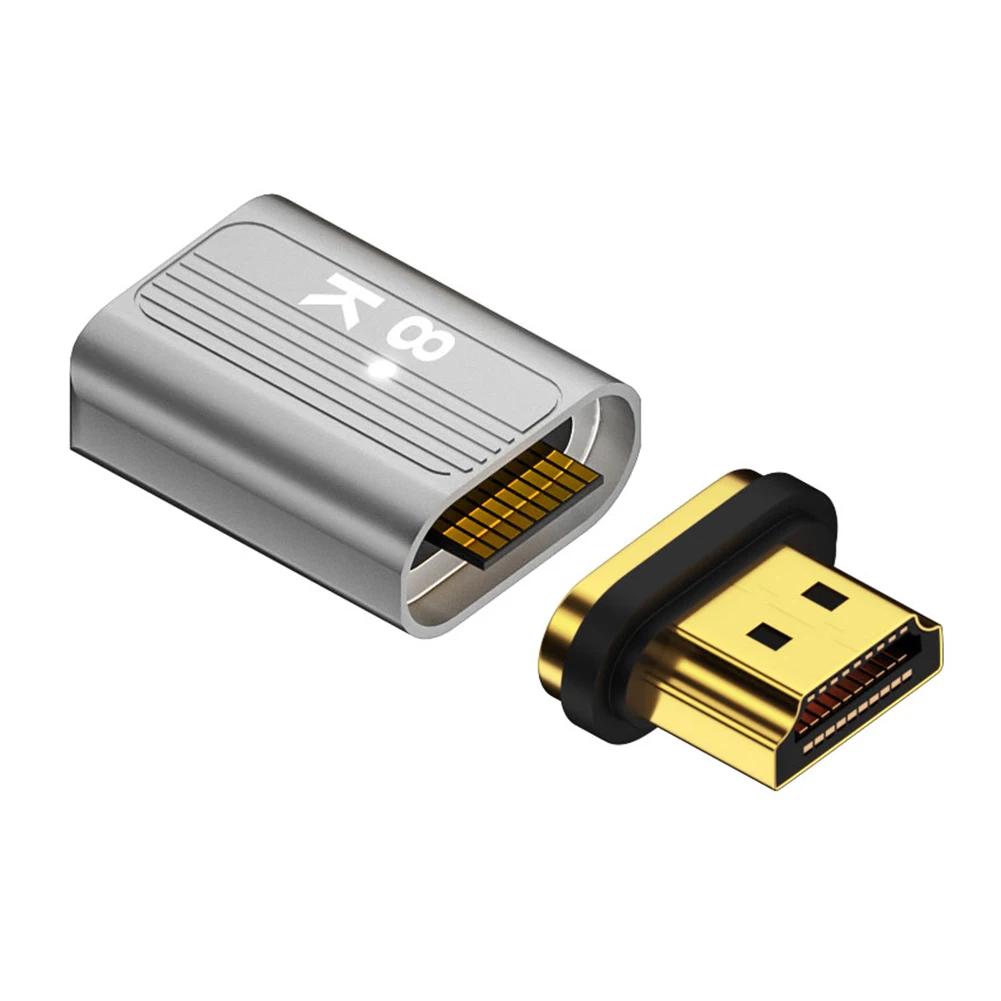 8K HDMI-Compatible 2.1 Magnetic Adapter HDMI-Compatible Magnetic Extension Adapter 8K/60Hz 4K/120Hz 48Gbps for HDTV Laptop