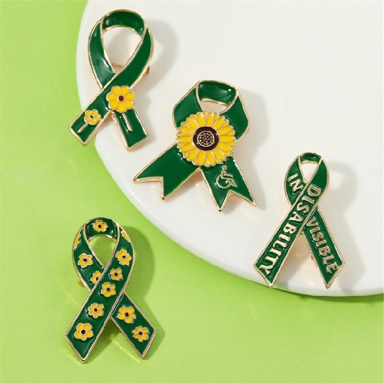 Sunflower Ribbon Brooch Metal Badge Pin for Charity Event Participants and Fashion Lover of All Ages Clothing Decors