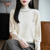 Moda feminina casual outono inverno cor sólida estampa manga comprida meia gola alta suéteres