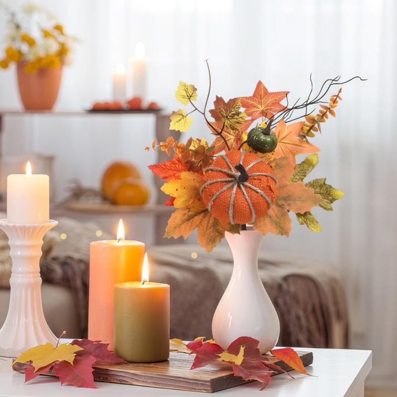 1Pcs Pumpkin Branches Halloween Maple Leaf Decor Home DIY Crafts Harvest Autumn Decoration Artificial Maple Leaf Navidad Decor