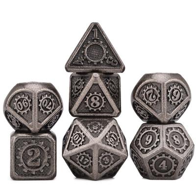 Kostki Rpg Steampunk Zestaw 7 Metalowych Kości