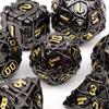 7 Pcs Black Yellow Stripe Metal Dice Solid Metal Polyhedral Dice Set Suitable for Role-Playing RPG  Board Game Card Game