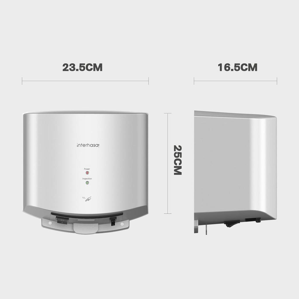 Hand Compact Suitable for Home and Commercial Fast No Grounding Automatic Air Energy Saving interhasa! Wall-Mounted Dryer, Design, 1250W, Use, Drying,