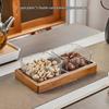 Miaoang Walnut Wood Fruit & Snack Serving Tray with Segmented Dishes