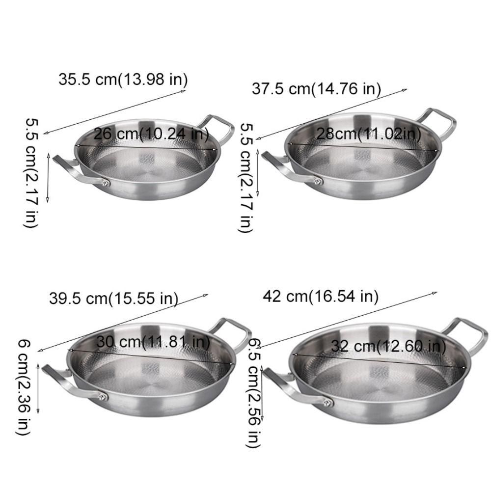 Titanium Alloy Double Ear Frying Pan Non-stick Hammer Pattern Frying Pot Flat Bottomed Uncoated Cooking Pan Kitchen