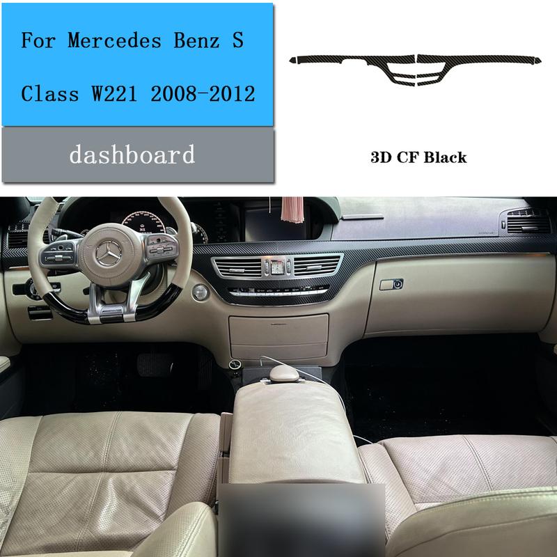 Car-Styling Carbon Fiber Car Interior Center Console Color Change Molding Sticker Decals For Mercedes Benz S Class W221 2008-12