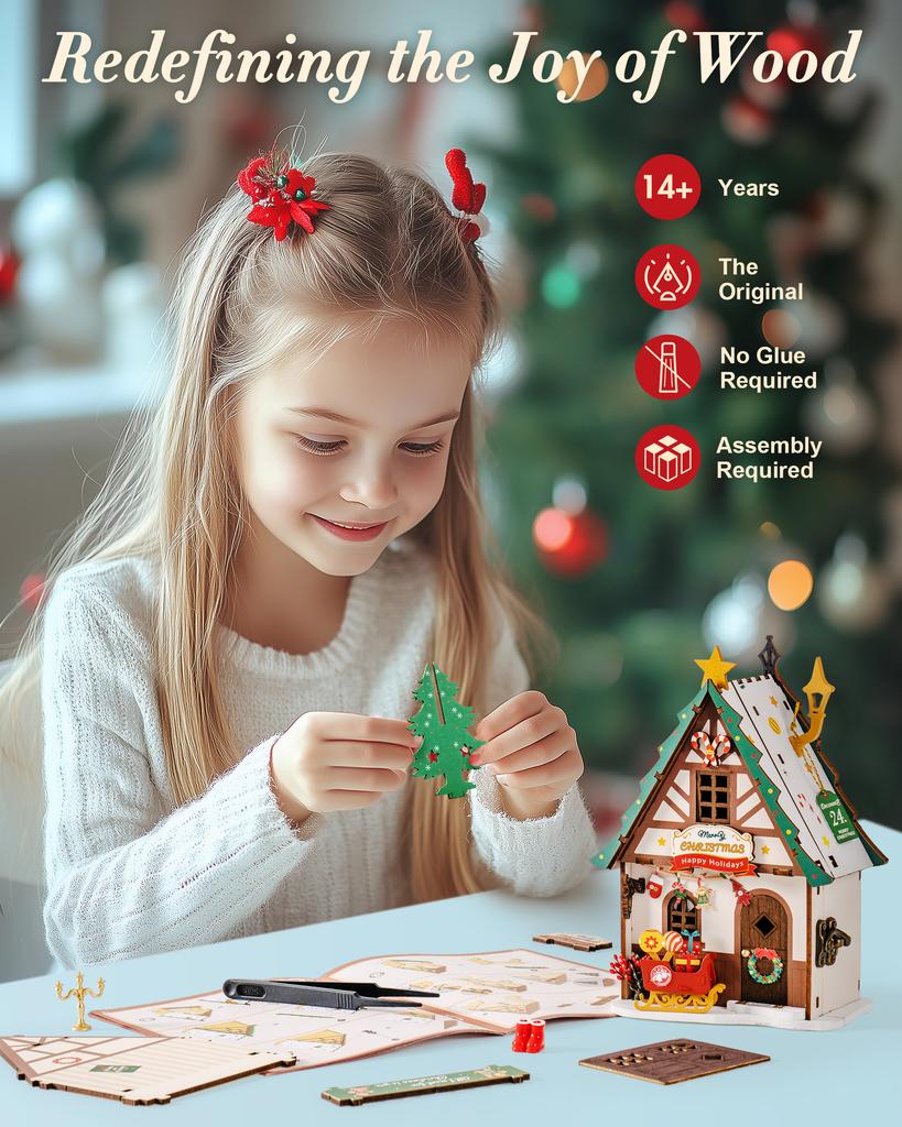 Robotime Mini Ev Yapım El Sanatları Kitleri Kendin Yap Minyatür Ev Kiti Dekorasyon Noel Şöminesi Yetişkinler İçin Noel Hediyesi