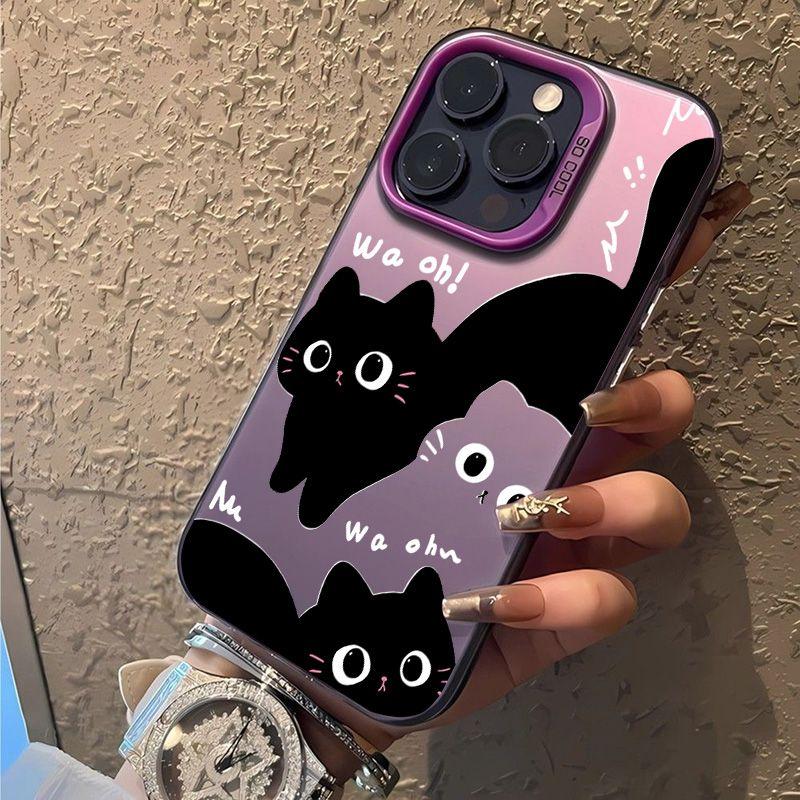 Pink Cute Cat IMD Case For Samsung Galaxy S25 S23 S22 S26 Ultra S24 Plus S24 FE A17 A07 A56 A36 A55 A35 Plastic Laser Matte Coo