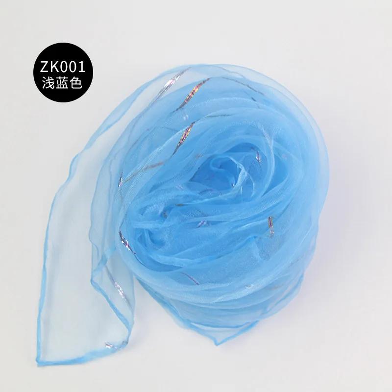 10pcs 60x60cm Solid Colors Chiffon Organza Silky Scarf Baby Girls Children Kindergarten Dance Performance Square Neck Scarf