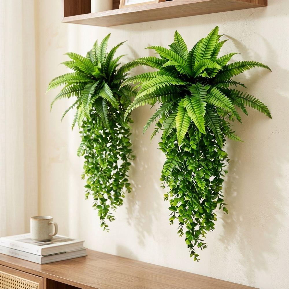 Real Touch Artificial Persian Fern Leafs Plastic Artificial Fern Hanging Plant Outdoor Garden
