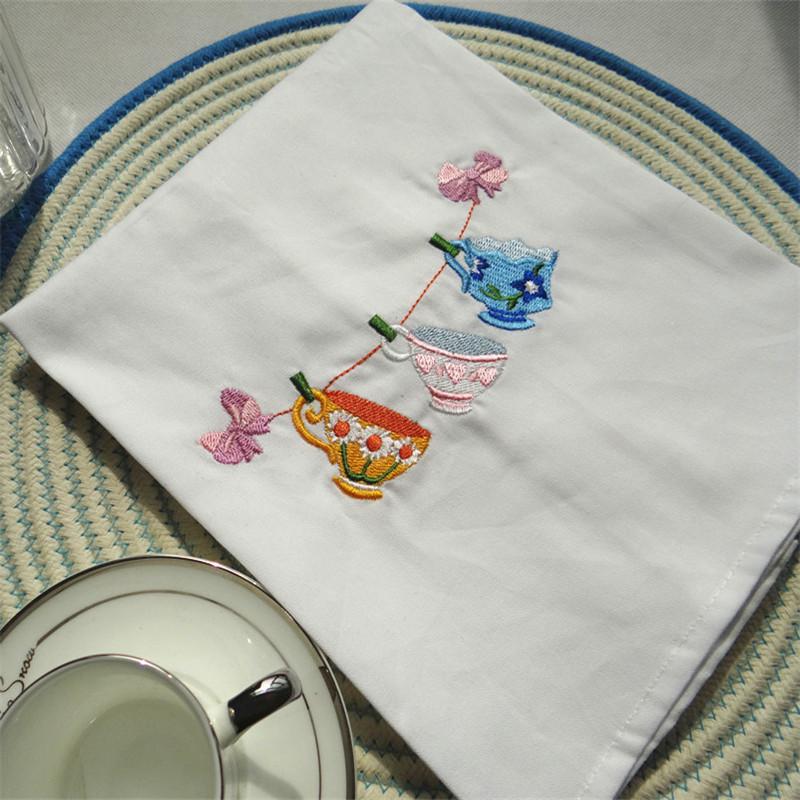 

1Pc Home Embroidered Napkin Baking Gourmet Western Food Background Cloth White Kitchen Tea Towel 45x65cm 45x65cm&1pc