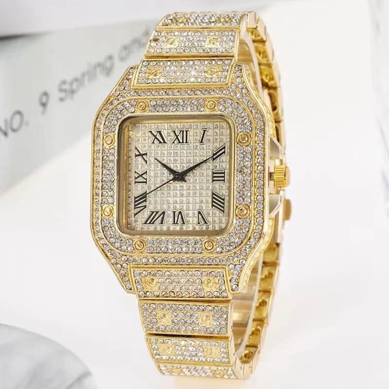 Modern Mens Square Watch With Diamond Inlay And Quartz Movement For Fashionable Office Wear