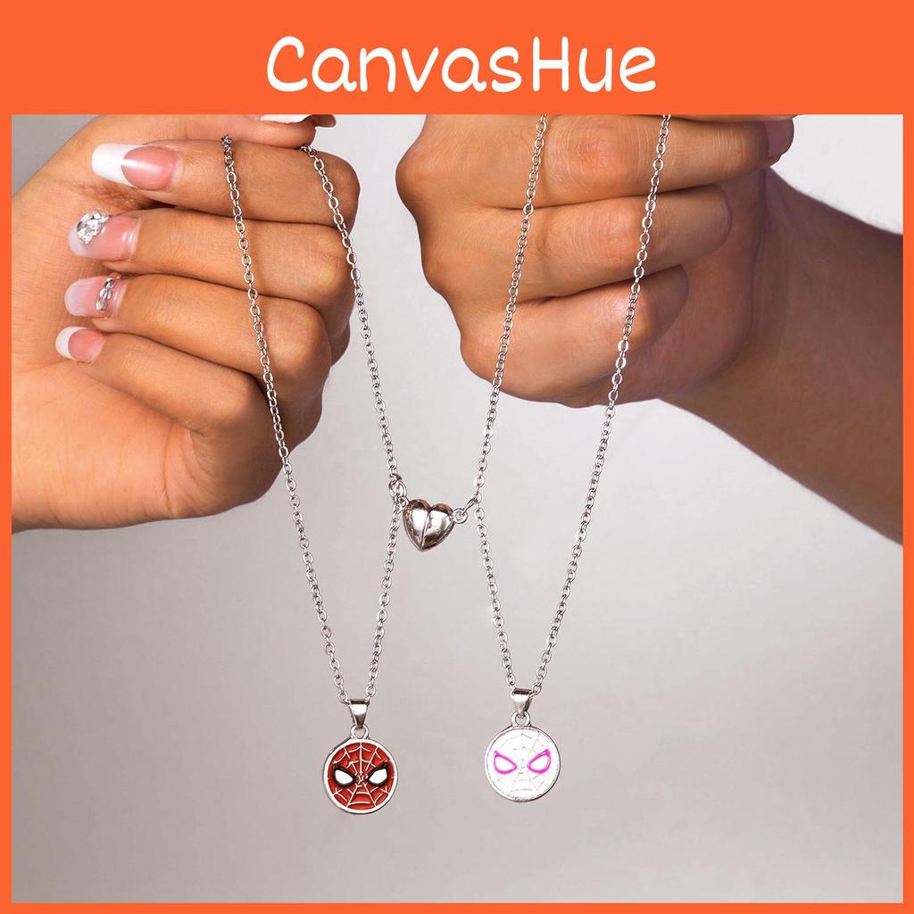 Spiderman Paar Magnetische Halskette mit Geometrischem Anhänger für Frauen