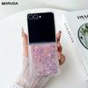 Luxe Vloeibare Glitter Liefdeshart Hoesje voor Samsung Galaxy Z Flip 7 6 5 4 3 ZFlip Bling Ster Airbag Bumper Schokbestendige Cover