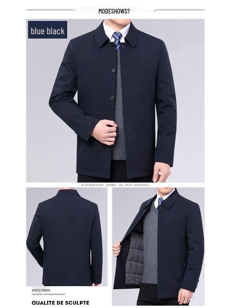 Men's Cotton Jacket: Spring/Autumn/Winter Casual Outerwear for Middle-Aged and Elderly, Loose Fit with Buttons for Dads.