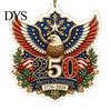 US History Celebration Decoration 250th Anniversary Christmas Ornament, USA Santa Train 2D Flat Acrylic American Flag Keepsake for Tree Holiday
