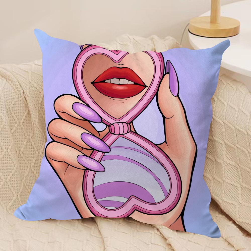 Ins Style Beauty Makeup Cushion Cover Silky Short Plush Sofa Pillow Cover Hidden Zipper Soft Dustproof Case for Home Decor