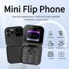 1 Set Speed Dial Blacklist Flashlight Call Recording 2 Sim Foldable Flip Small Box Phones For I16 Pro Mini Fold Mobile Phone