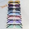 7 Pairs of Fashionable Frameless Rectangular Lenses Frameless Glasses Suitable for Casual Beach Decoration