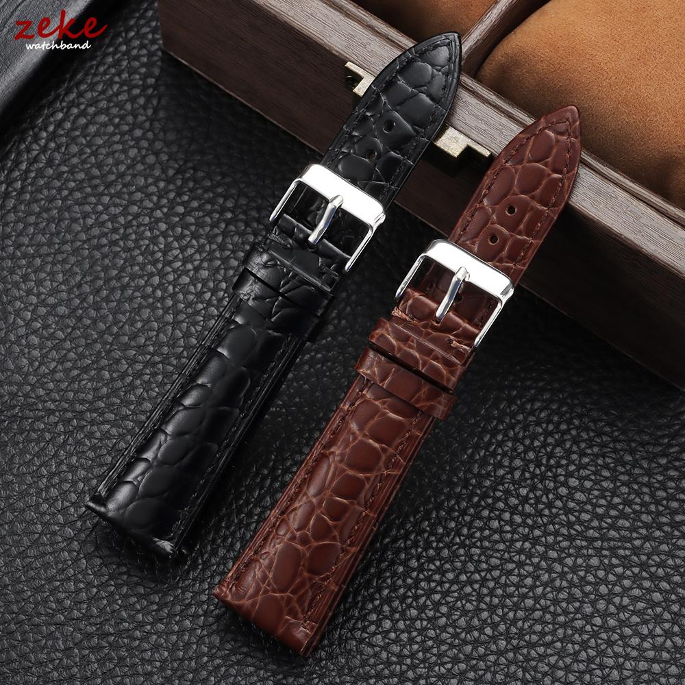 Crocodile Pattern Design Leather Watch Strap 18mm 19mm 20mm 21mm 22mm Soft Watchbands Business Wristwatch Band with Pin Buckle