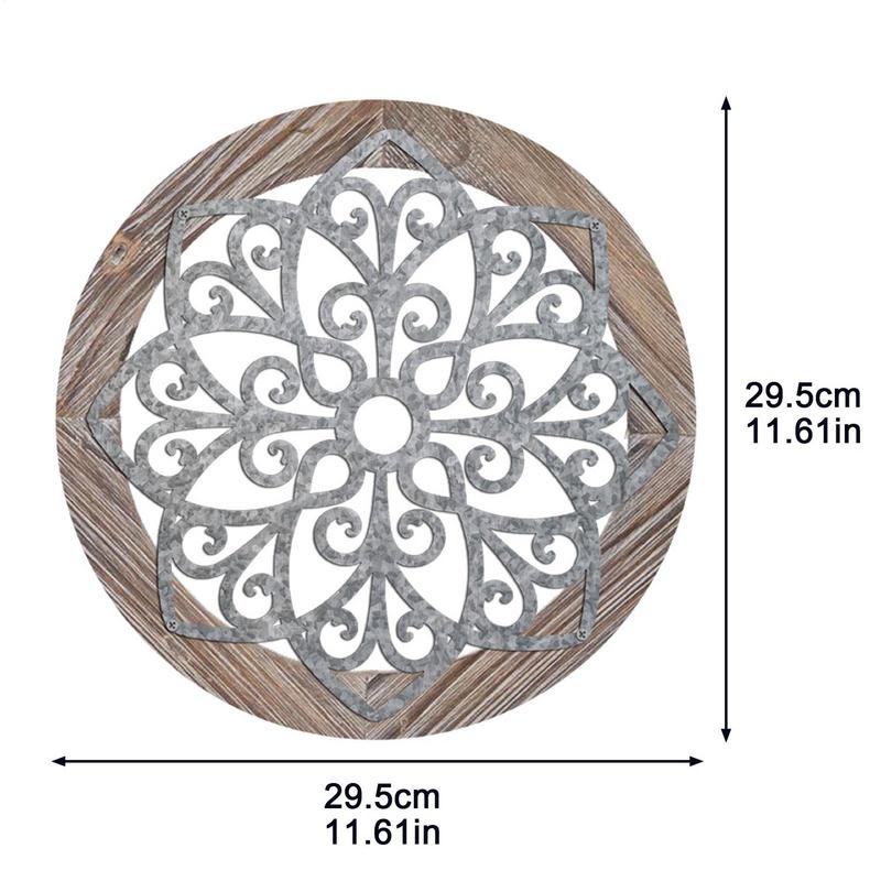 Pogrubiona Rustykalna Dekoracja Ścienna Okrągła Rzeźbiona Kwiatowa Boho Art Dekoracja Okrągła Rustykalna Sztuka Ścienna Nowoczesna Dekoracja Do Sypialni Łazienki