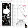 4PCS Set Transparent Plastic Rulers Straight Rulers Protractors Set Square Kawaii School Stationery Kid Math Stationery