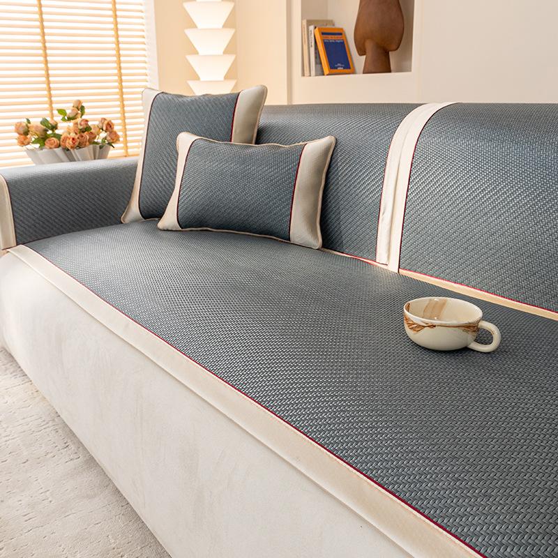 Natural Rattan Mat Sofa Mat  Summer New Non-Slip Seat Cushion Summer Ice Mat Solid Wood Sofa Cover