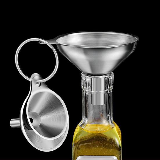Stainless Steel Kitchen Funnels Set Food Grade Powder Transfer Funnel for Filling Bottles Cooking Oil Pouring Tool for Spices Salt Herbs