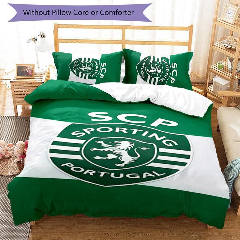 3pcs Sporting CP logo pattern bedding set duvet cover set includes duvet cover &pillowcases,perfect all season bedroom decoration&gift