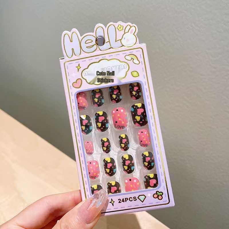 

24 Съемные мультяшные наклейки для ногтей для девочек - Самоклеящиеся наклейки для пальцев