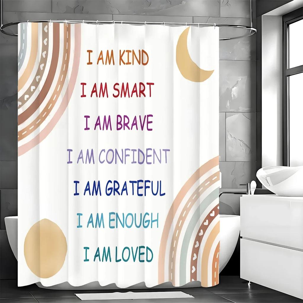 Inspirational Quotes Abstract Inspirational Positive Shower Curtain, Bathroom Decorative Shower Curtain, Waterproof Shower Curta