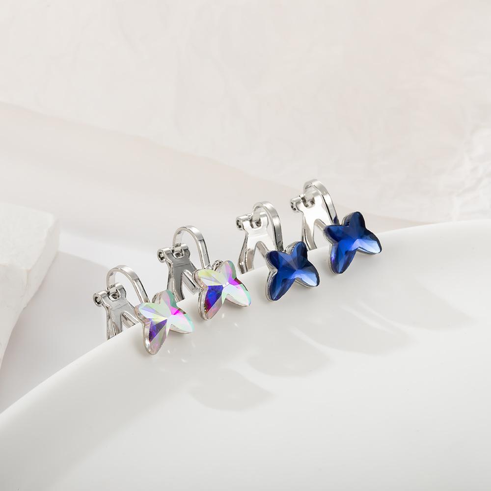 Colorful Butterfly Pierced Ear Clip Earrings