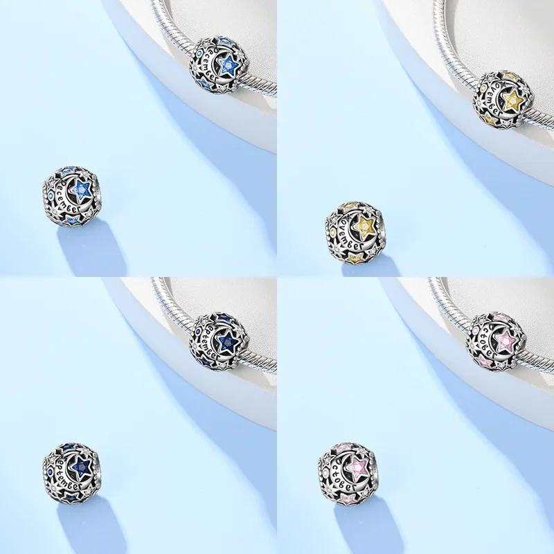 Authentic Purple Star Shape Zircon Moon Green Round Twelvemonth Copper Charm Bead Charms Bead Charms Compatible With Bracelets Women Jewellery Diy Gif