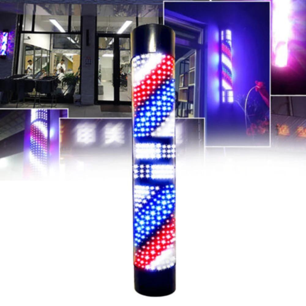 

LED Rotating Wall Light Barber Pole Waterproof Salon Barber Pole Shop Sign Light Red & Blue & White 110v United States