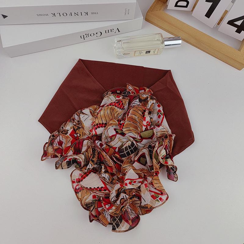 Korean Floral Chiffon Neck Guard False Collar Hedging Scarf Summer Women Ice Silk Protect Cervical Elastic Bib Headneck P51