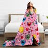 Warm Soft Blanket Picnic Hearts Pattern Bedding Throw S-Sesames Streets Flannel Bedspread For Couch Bed Aesthetic Sofa Bed Cover