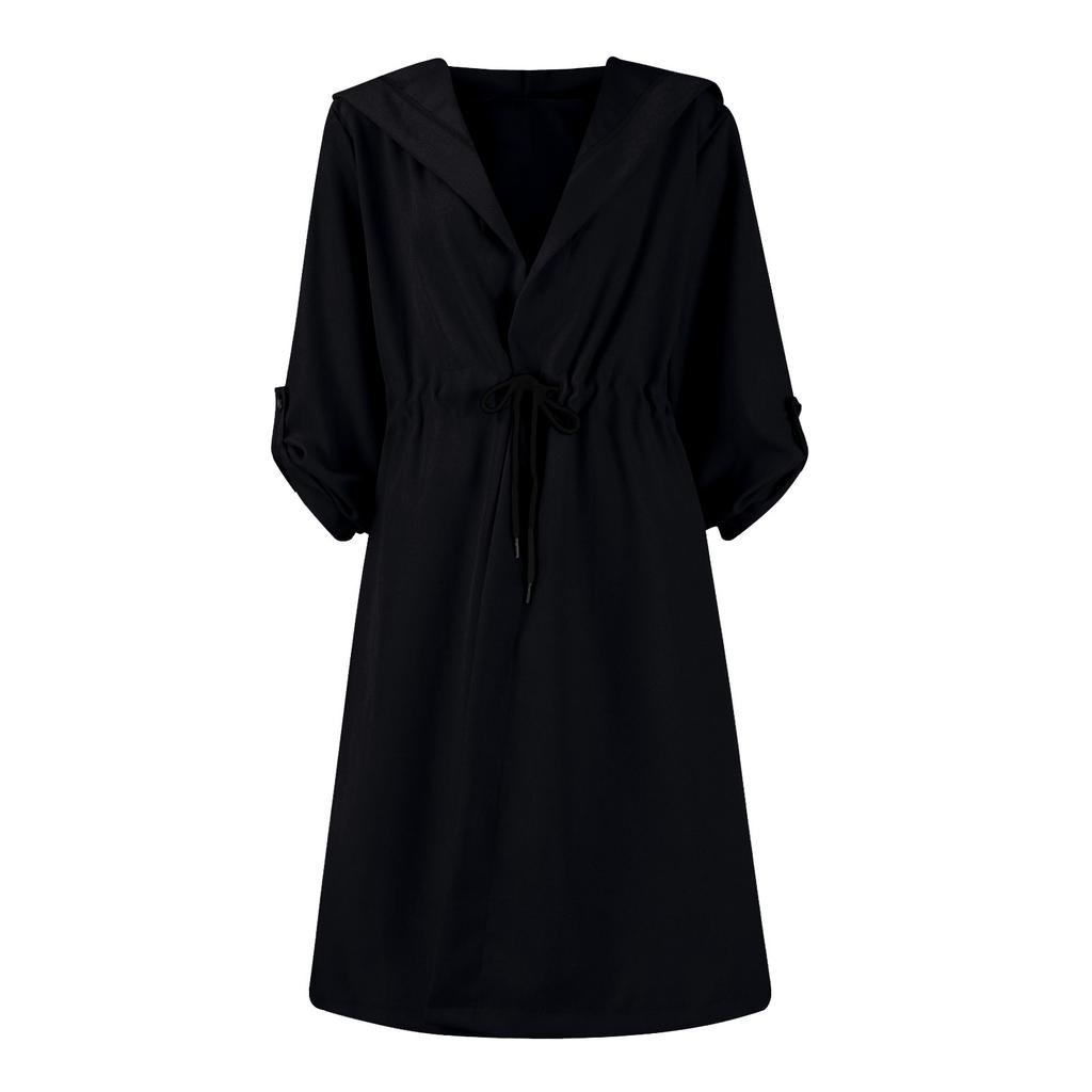 Women Business Casual Button Lapel Work Jackets Open Front Long Sleeve Hooded Fall Outfit