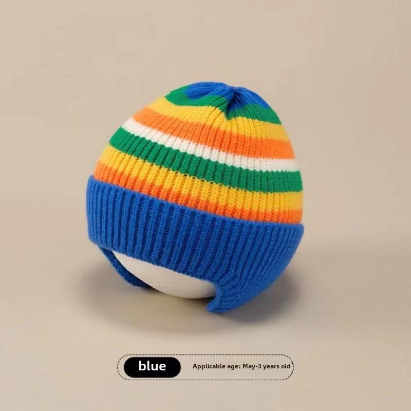 Baby Wool Hat Cute Bear Ear Protection Hat Children Winter Thickened Warm Knitted Korean Version Of The Baby Hat