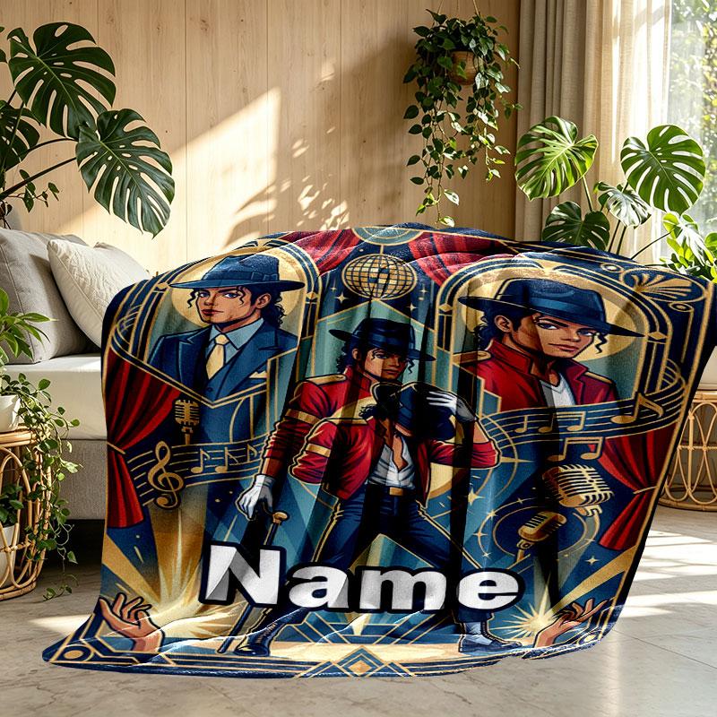 Custom Name Personalized Michael Jackson Print Blanket, Home Decor, Bedroom, Sofa, Camping, Couch, Gifts for Birthday Christmas