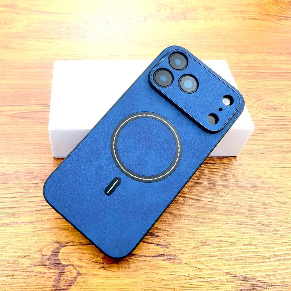 Magnetic Lambskin Texture iPhone 17 Pro Max Case - Full Wrap Protective Cover for Apple 14, 15, 16