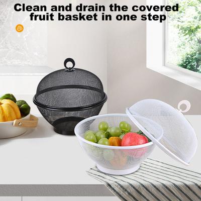 Large Capacity Mesh Fruit Basket with Lid Fly-Proof Fruit Bowl Easy To Clean Dishwasher Safe Fruit Basket with Cover