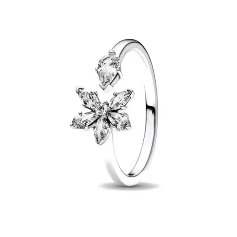 New 925 Silver Sparkling Bow Double Hearted Zircon Ring for Women DIY High Quality Wedding Jewelry Gifts
