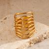 Stainless Steel Irregular Textur Wide Rings for Women Vintage Geometric Open Finger Ring Minimalist Jewelry Gifts Femme